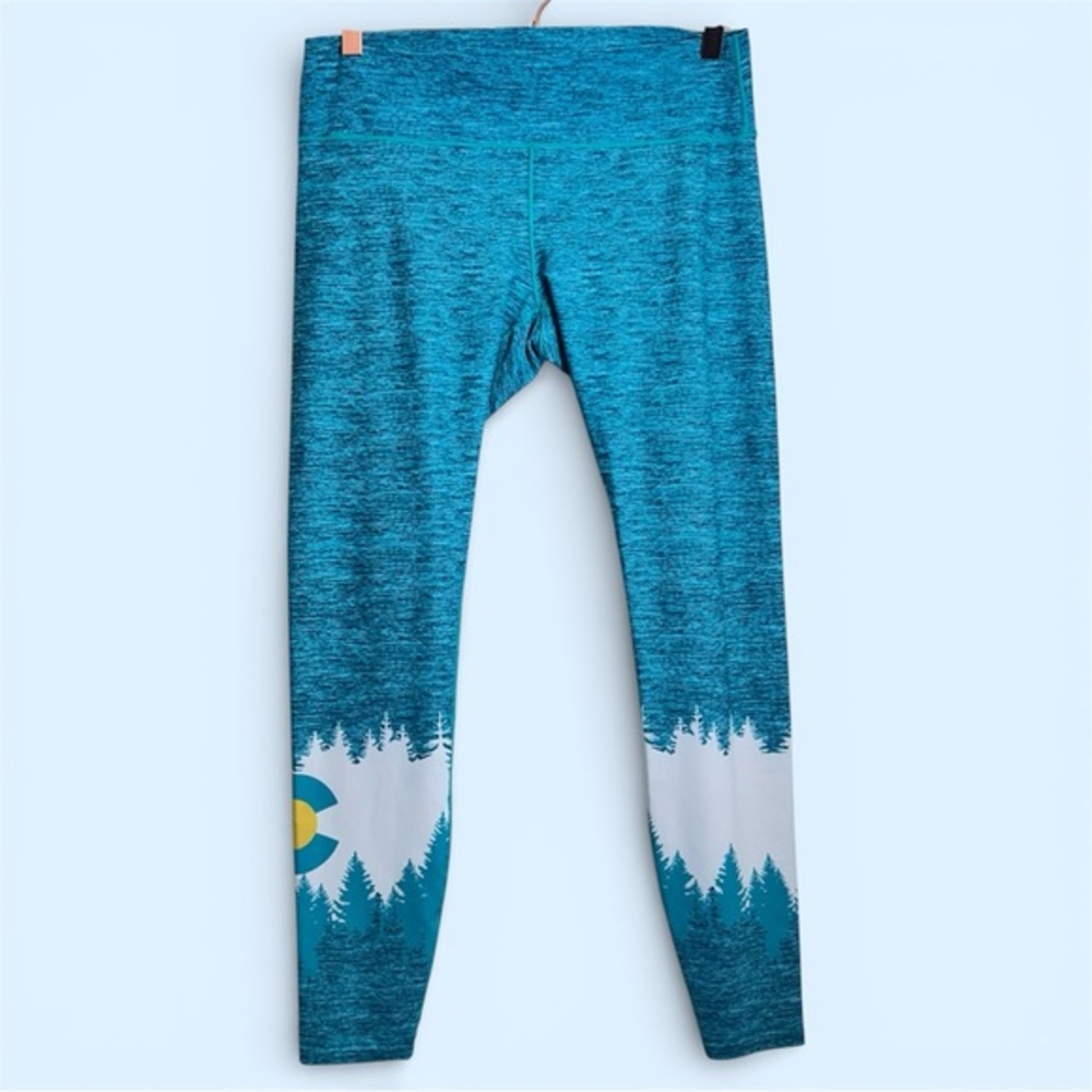 Aksels Colorado Flag Leggings Teal Forest Print Size L